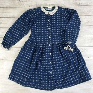 Vintage OshKosh floral and lace button down dress, 6/7